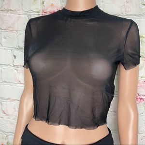 Shein Black Crop Top See trough Medium could fit a Small